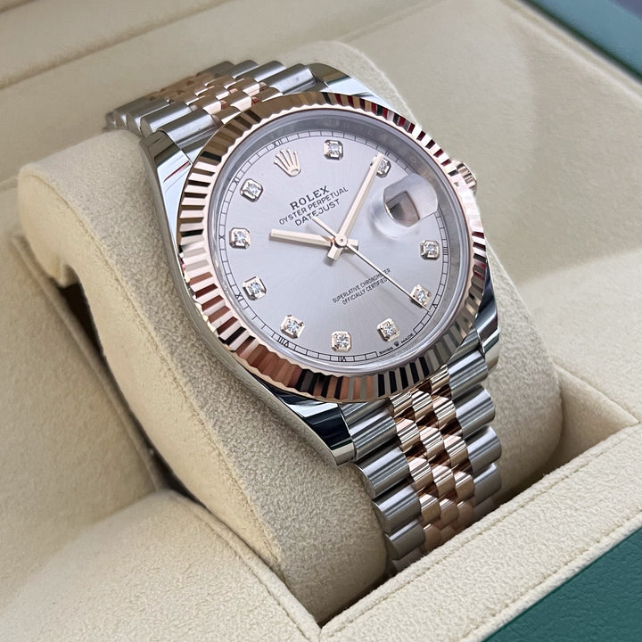 Rolex Datejust41 41mm Steel/RG Sundust Dial Diamond Markers 2024 Ref m126331-0008 (#809)