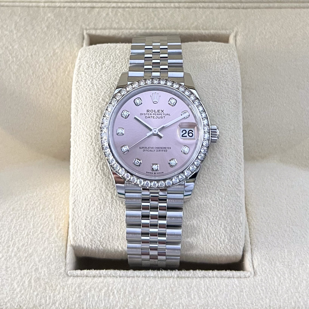 Rolex Datejust31 31mm Steel/WG Pink Dial Diamond Markers 2024 Ref m278384rbr-0036 (#819)