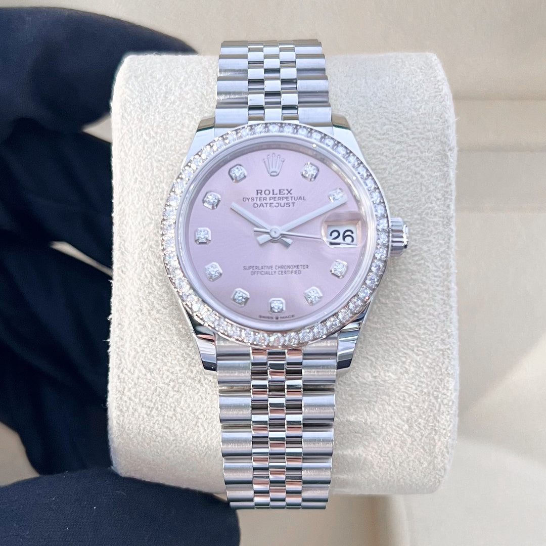 Rolex Datejust31 31mm Steel/WG Pink Dial Diamond Markers 2024 Ref m278384rbr-0036 (#819)