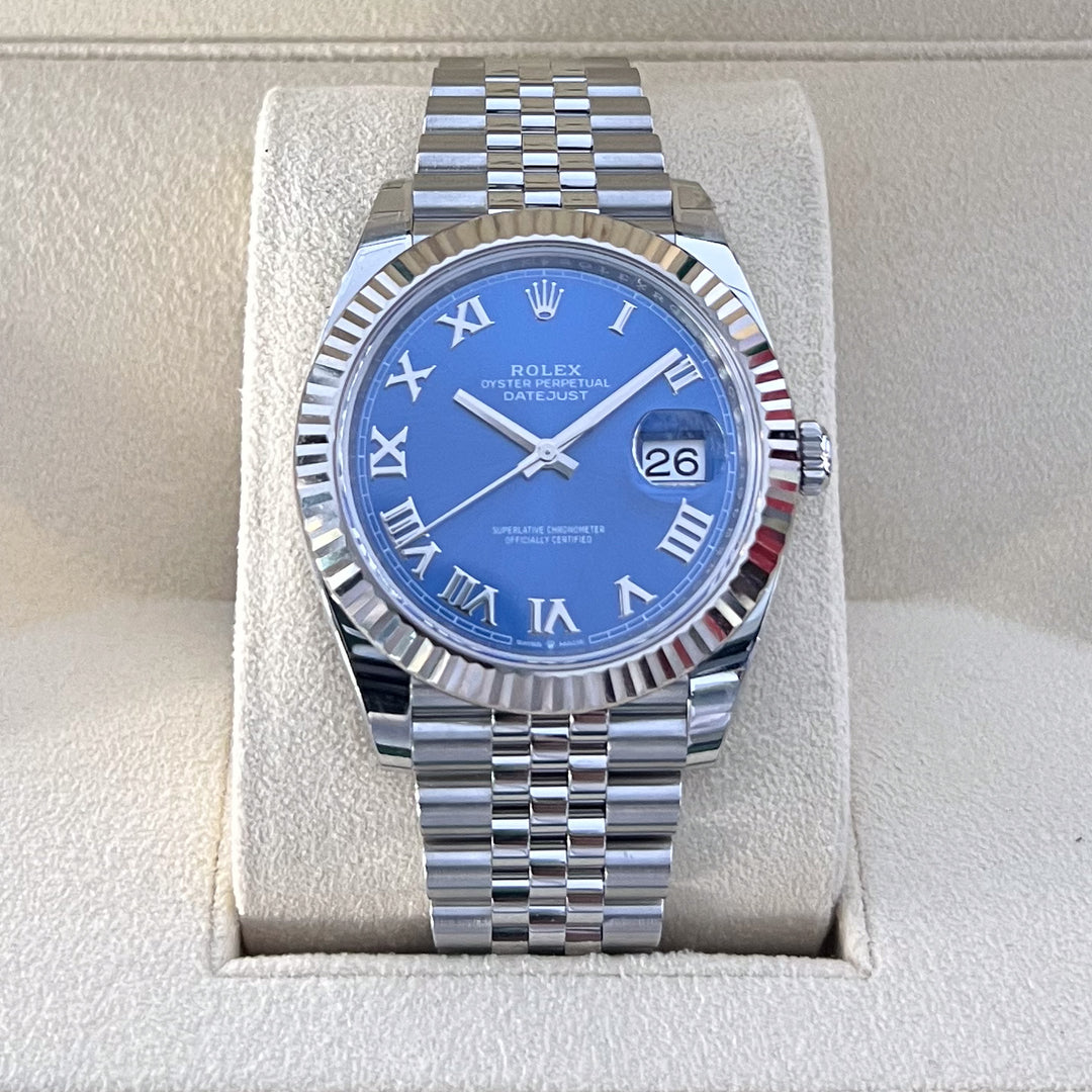 Rolex Datejust41 41mm Steel/WG Azzurro Blue Dial Numeral Markers 2024 Ref m126334-0026 (#816)