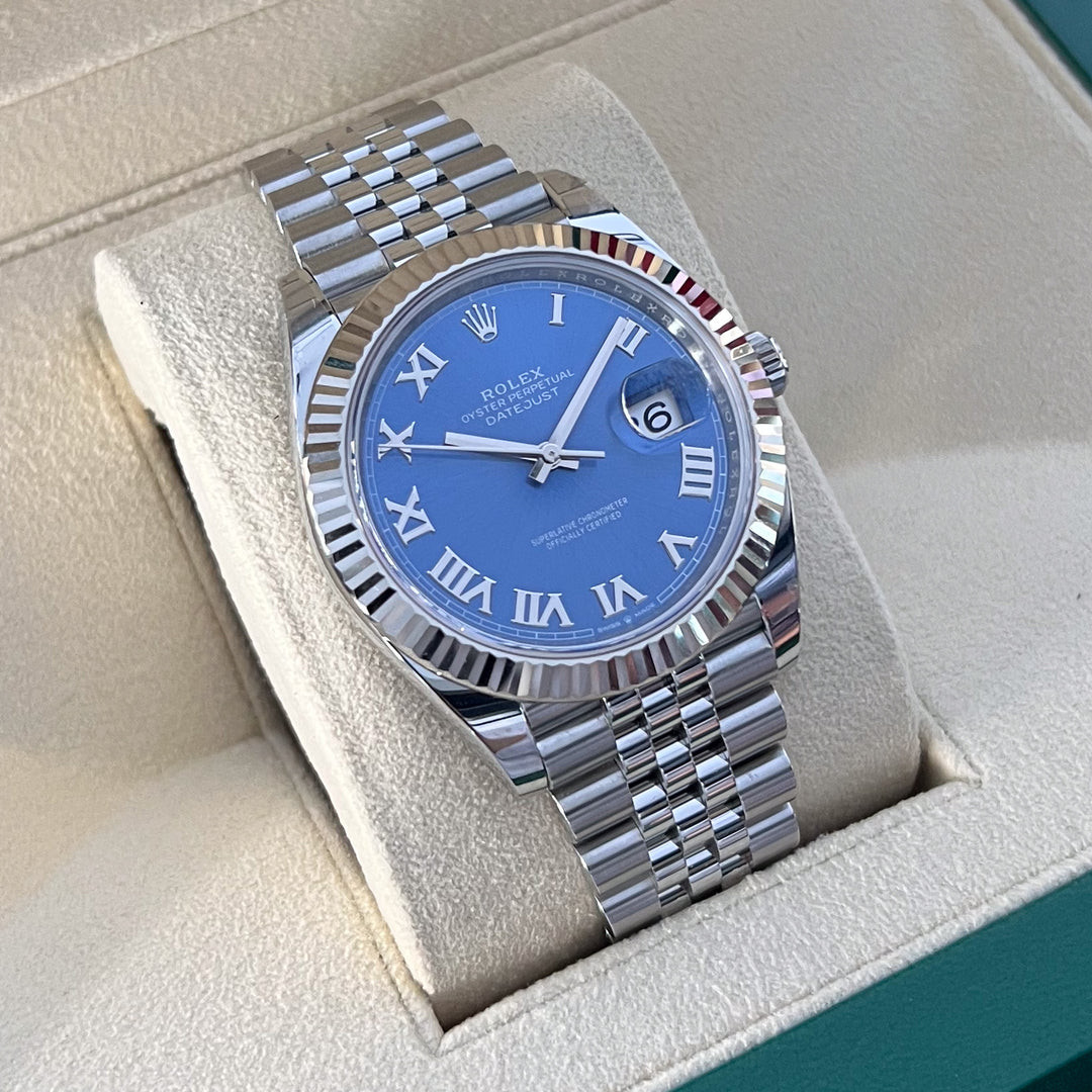 Rolex Datejust41 41mm Steel/WG Azzurro Blue Dial Numeral Markers 2024 Ref m126334-0026 (#816)