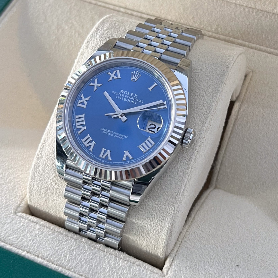 Rolex Datejust41 41mm Steel/WG Azzurro Blue Dial Numeral Markers 2024 Ref m126334-0026 (#816)