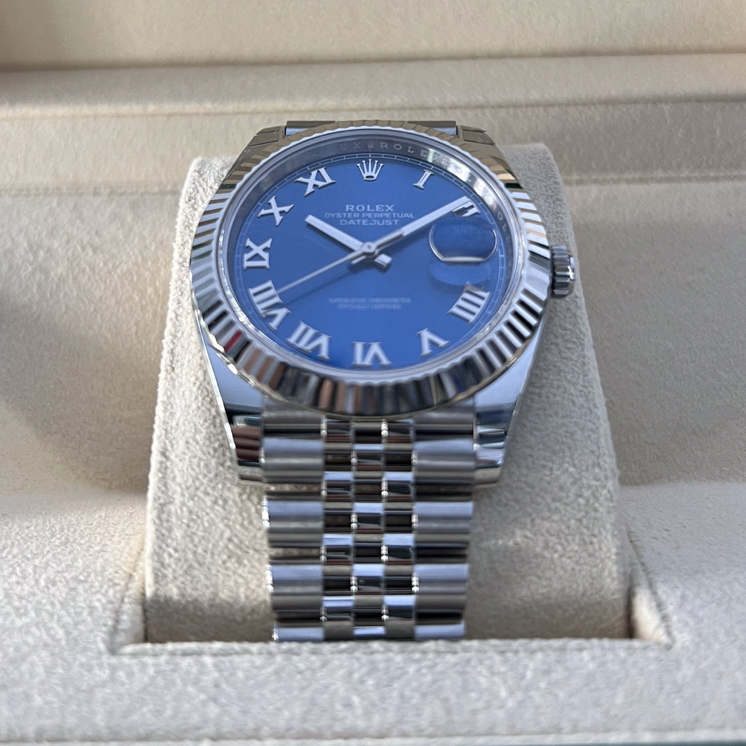 Rolex Datejust41 41mm Steel/WG Azzurro Blue Dial Numeral Markers 2024 Ref m126334-0026 (#816)