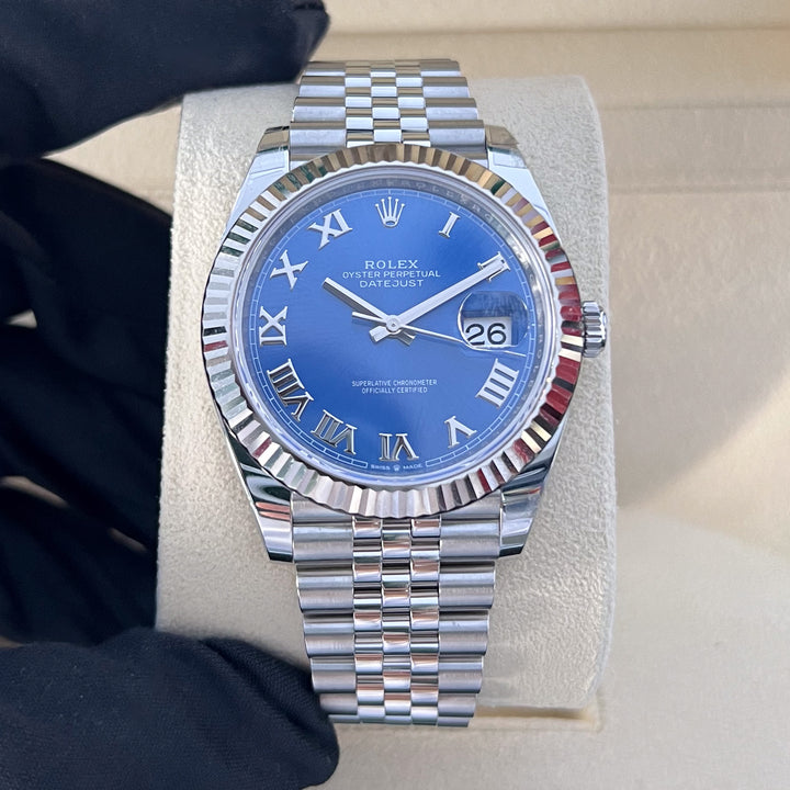 Rolex Datejust41 41mm Steel/WG Azzurro Blue Dial Numeral Markers 2024 Ref m126334-0026 (#816)