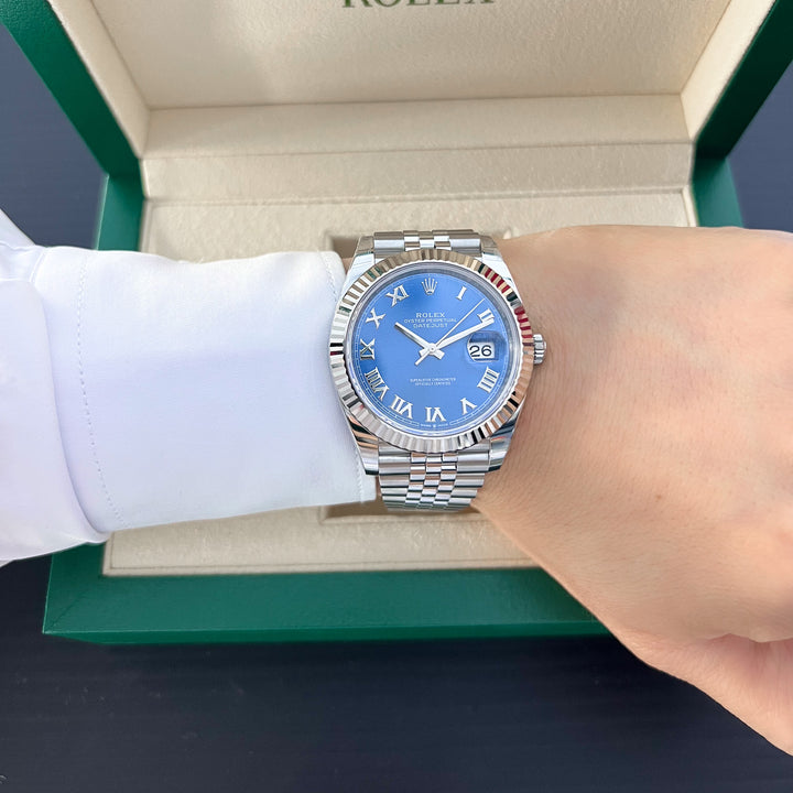 Rolex Datejust41 41mm Steel/WG Azzurro Blue Dial Numeral Markers 2024 Ref m126334-0026 (#816)