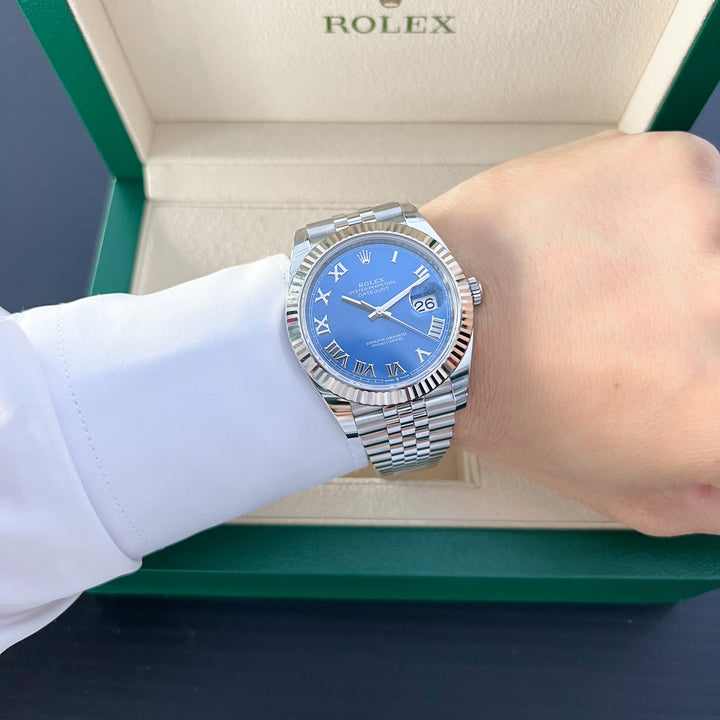 Rolex Datejust41 41mm Steel/WG Azzurro Blue Dial Numeral Markers 2024 Ref m126334-0026 (#816)