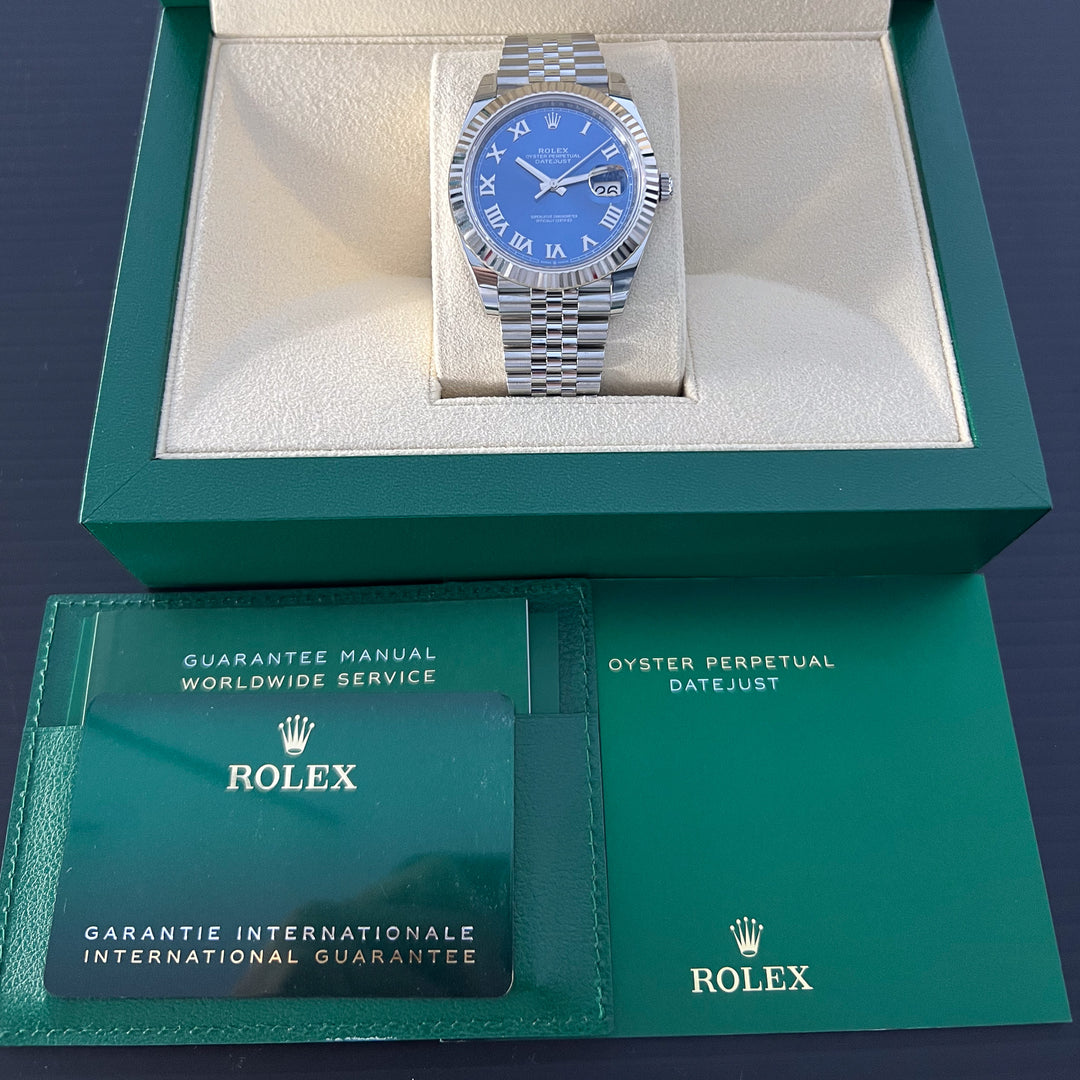 Rolex Datejust41 41mm Steel/WG Azzurro Blue Dial Numeral Markers 2024 Ref m126334-0026 (#816)