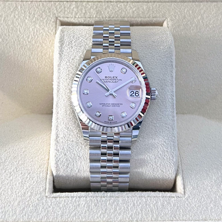 Rolex Datejust31 31mm Steel/WG Pink Dial Diamond Markers 2024 Ref m278274-0032 (#782)