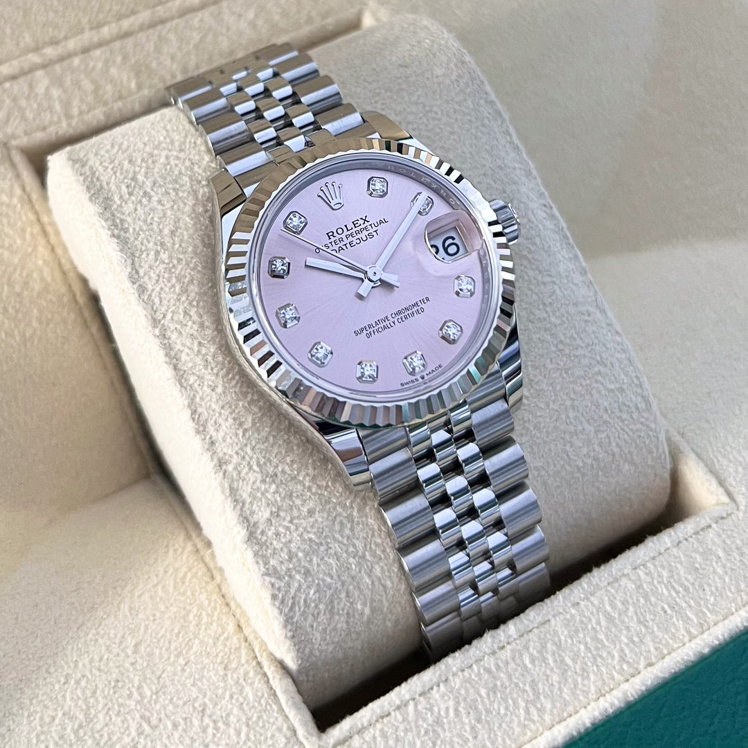 Rolex Datejust31 31mm Steel/WG Pink Dial Diamond Markers 2024 Ref m278274-0032 (#782)