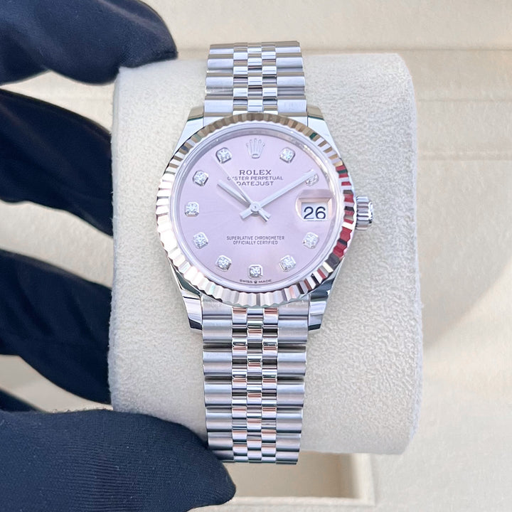 Rolex Datejust31 31mm Steel/WG Pink Dial Diamond Markers 2024 Ref m278274-0032 (#782)