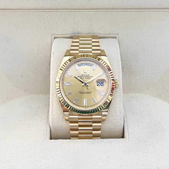 Rolex Day-Date40 40mm YG Champagne Dial Diamond Markers 2023 Ref m228238-0005 (#644)