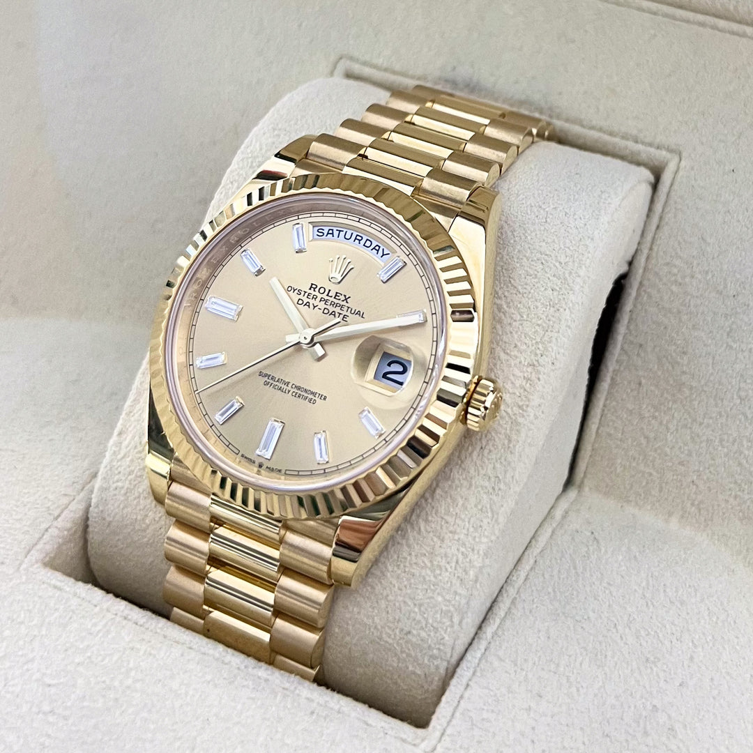 Rolex Day-Date40 40mm YG Champagne Dial Diamond Markers 2023 Ref m228238-0005 (#644)