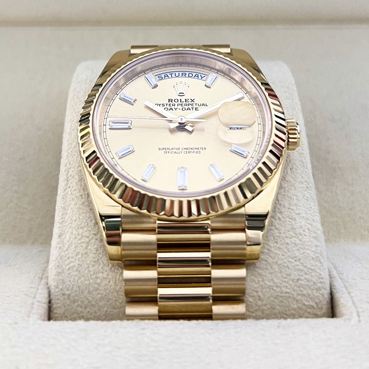 Rolex Day-Date40 40mm YG Champagne Dial Diamond Markers 2023 Ref m228238-0005 (#644)