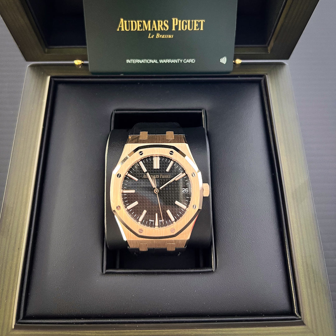 Audemars Piguet Royal Oak 41mm RG Black Dial Stick Markers 2024 Ref 15510OR.OO.D002CR.02 (#833)