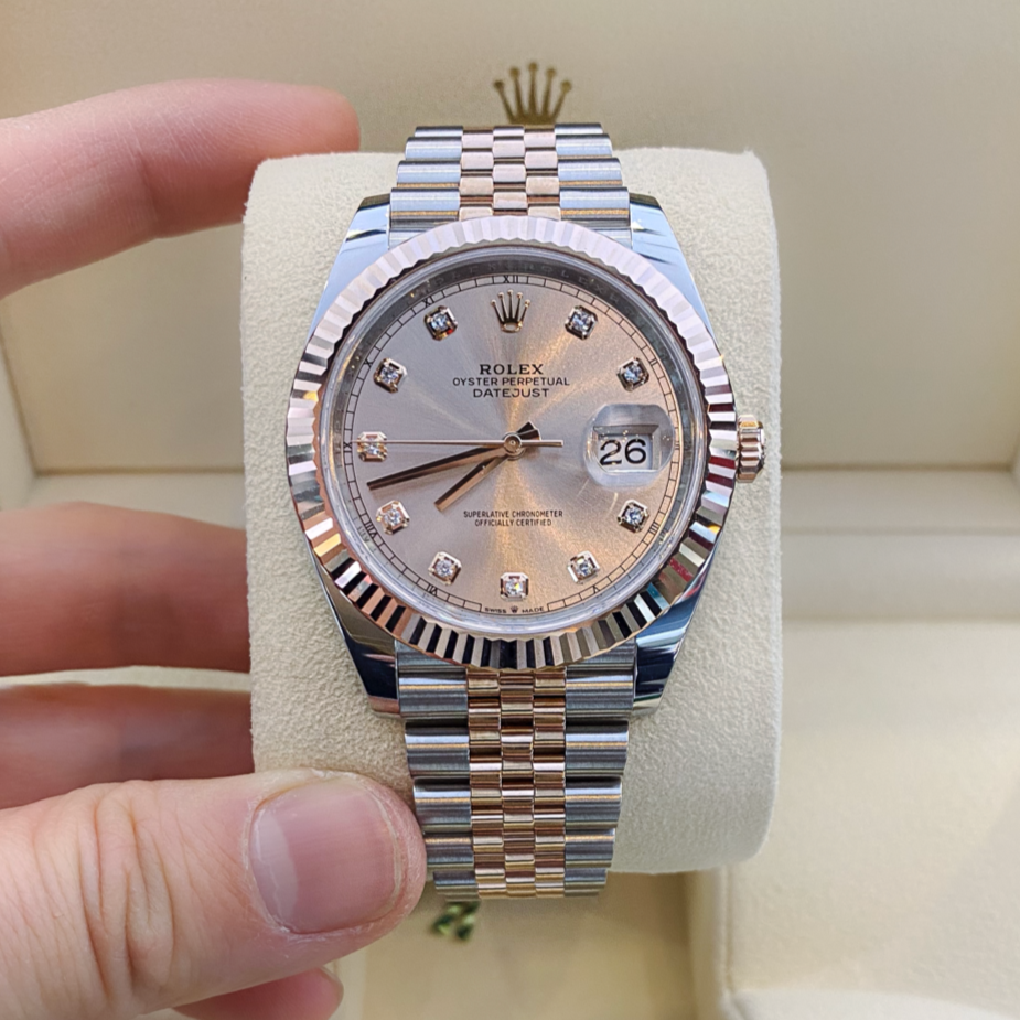 Rolex Datejust41 41mm Steel/RG Rosé Dial Diamond Markers 2023 Ref m126331-0008 (#358)