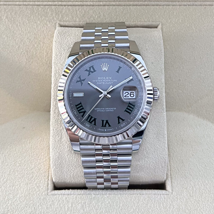 Rolex Datejust41 41mm 'Wimbledon' Steel/WG Slate Dial Numeral Markers 2024 Ref m126334-0022 (#860)