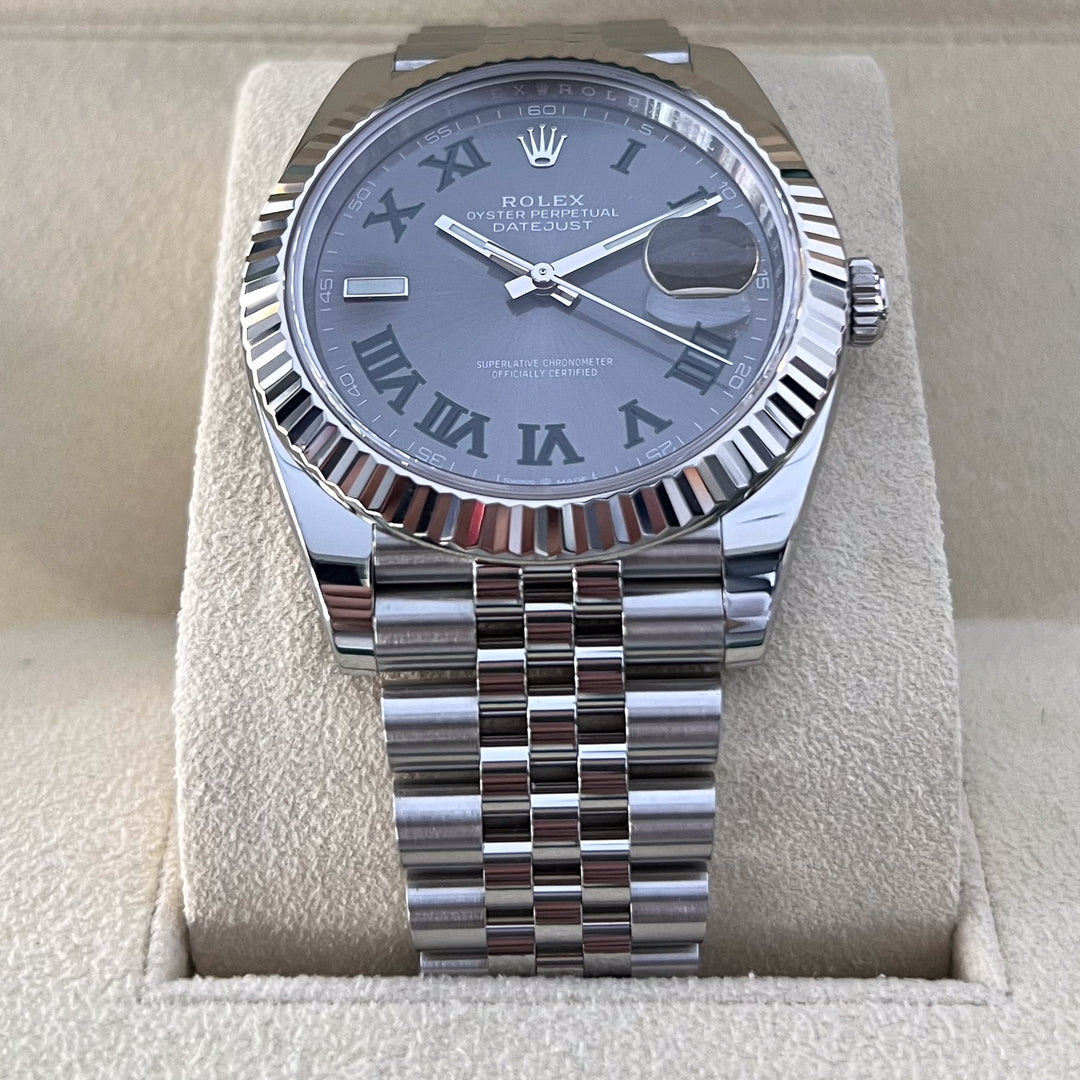 Rolex Datejust41 41mm 'Wimbledon' Steel/WG Slate Dial Numeral Markers 2024 Ref m126334-0022 (#860)