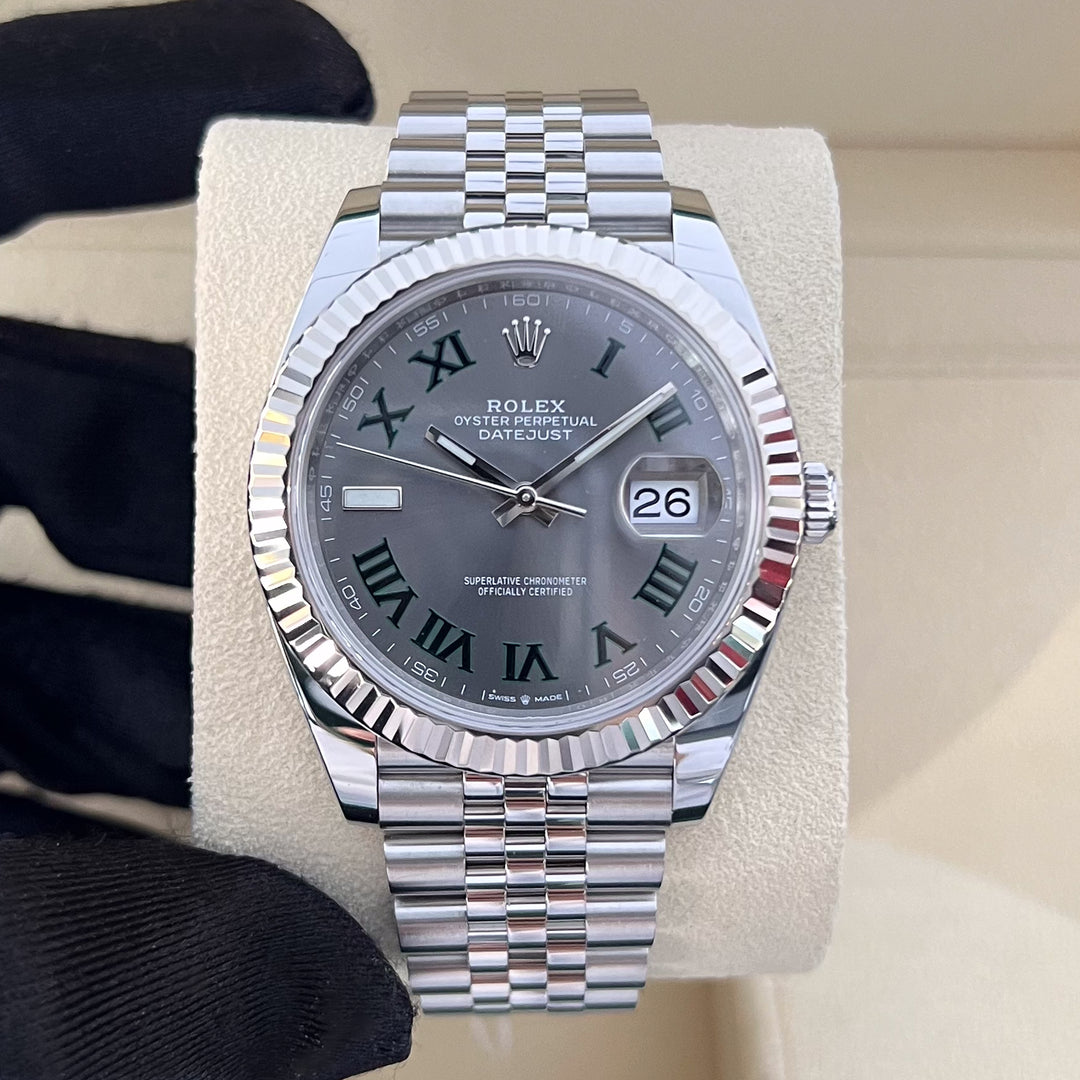 Rolex Datejust41 41mm 'Wimbledon' Steel/WG Slate Dial Numeral Markers 2024 Ref m126334-0022 (#860)