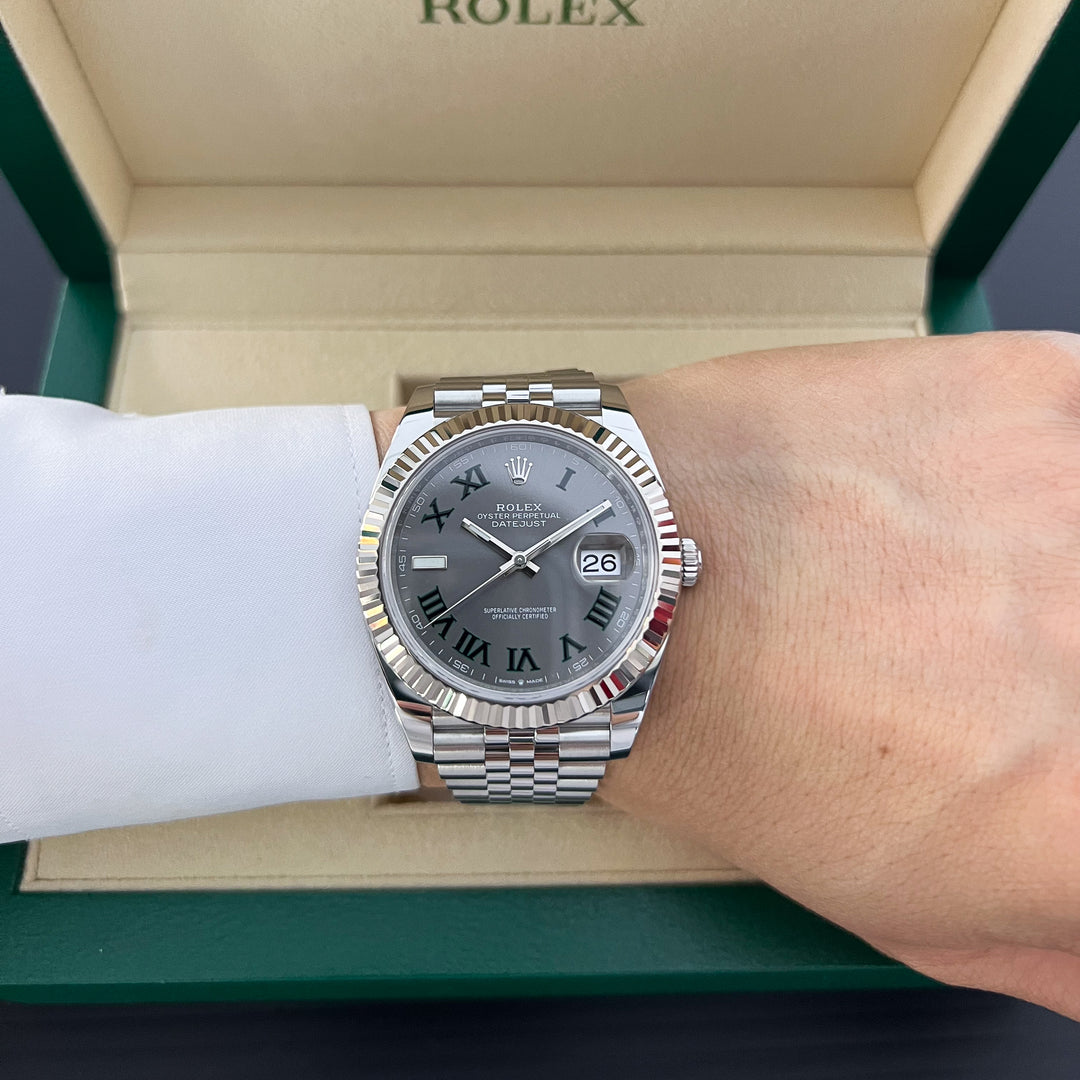 Rolex Datejust41 41mm 'Wimbledon' Steel/WG Slate Dial Numeral Markers 2024 Ref m126334-0022 (#860)