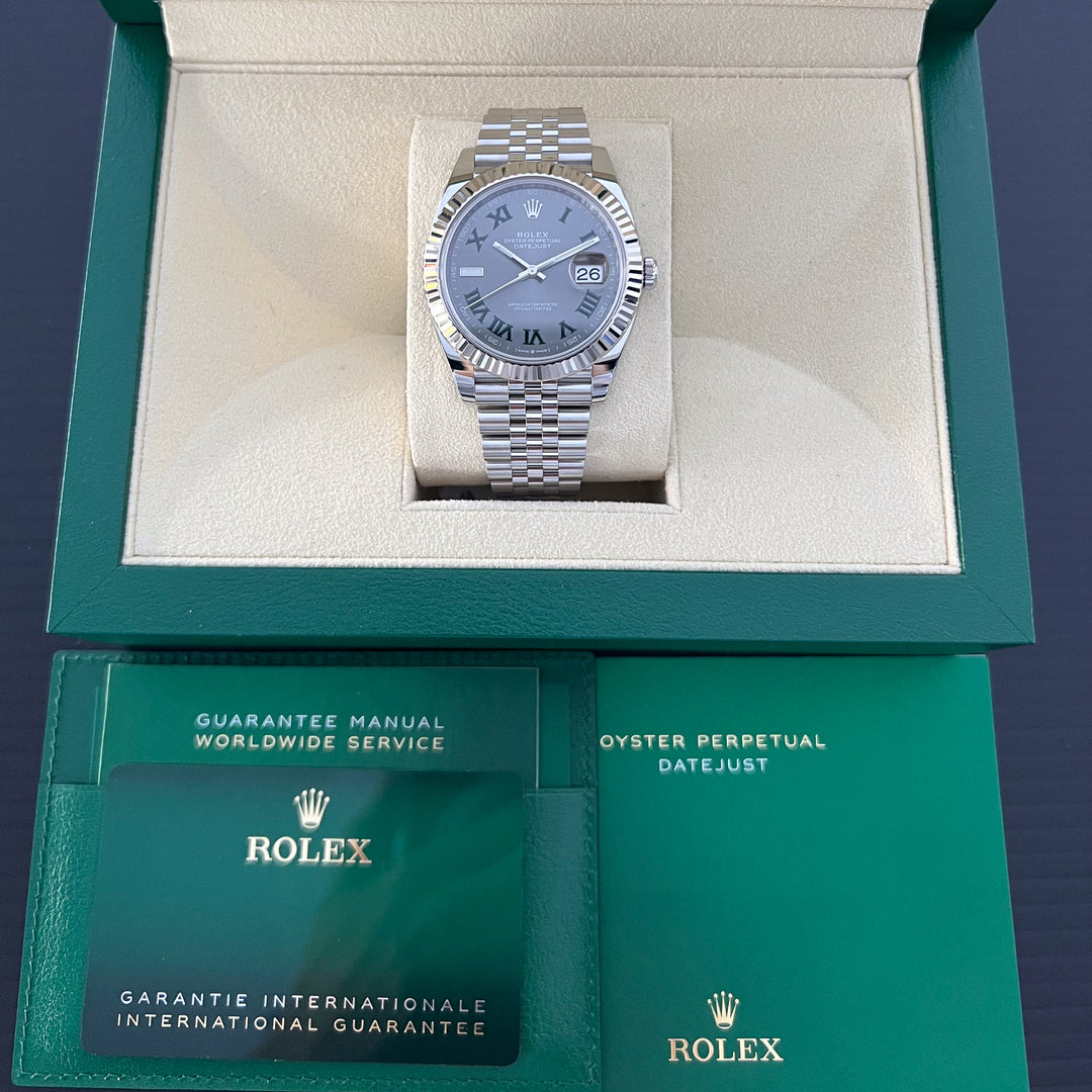 Rolex Datejust41 41mm 'Wimbledon' Steel/WG Slate Dial Numeral Markers 2024 Ref m126334-0022 (#860)