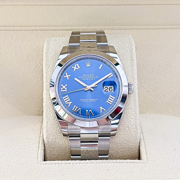 Rolex Datejust41 41mm Steel Azzurro Blue Dial Numeral Markers 2024 Ref m126300-0017 (#853)