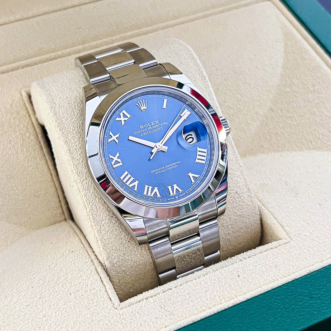 Rolex Datejust41 41mm Steel Azzurro Blue Dial Numeral Markers 2024 Ref m126300-0017 (#853)