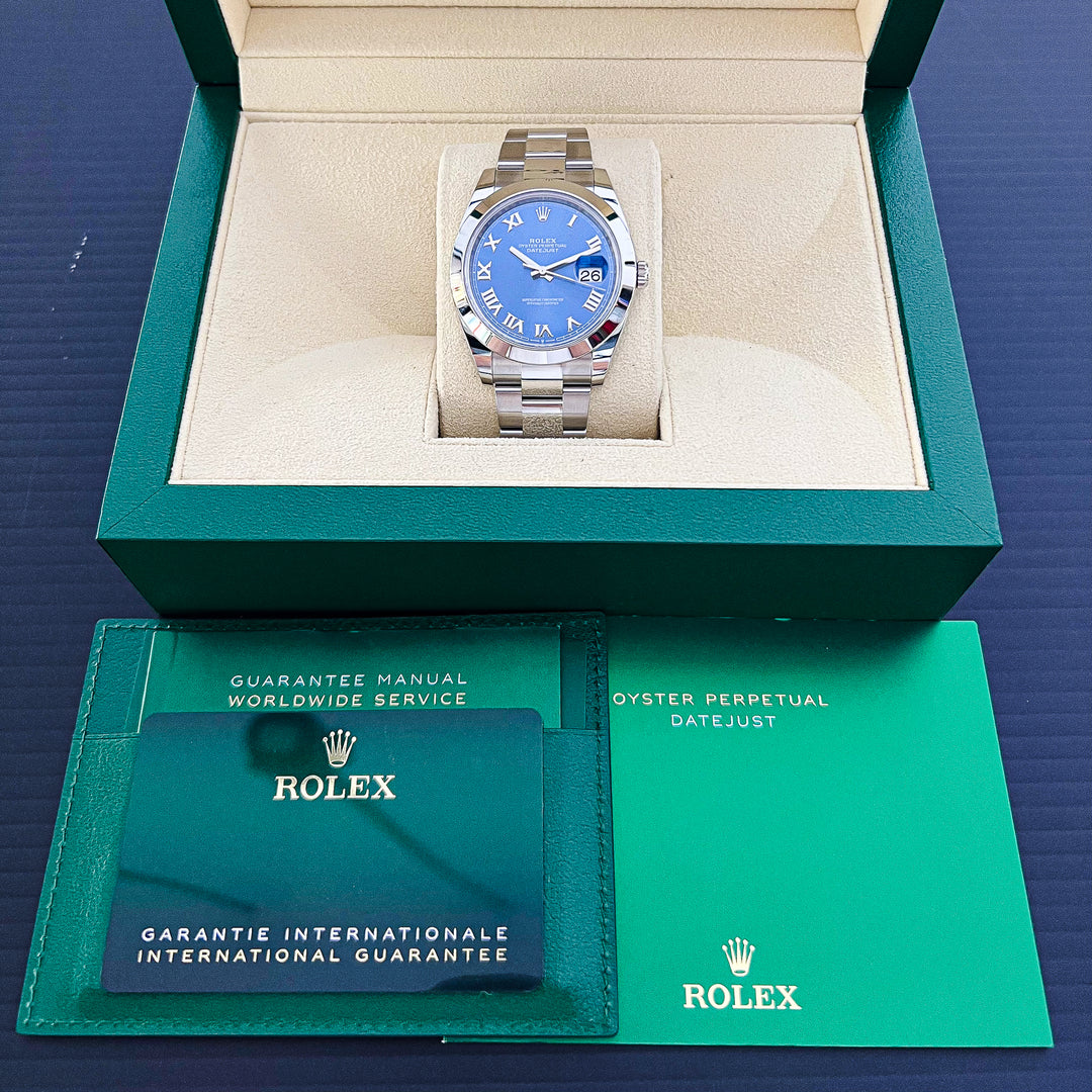 Rolex Datejust41 41mm Steel Azzurro Blue Dial Numeral Markers 2024 Ref m126300-0017 (#853)