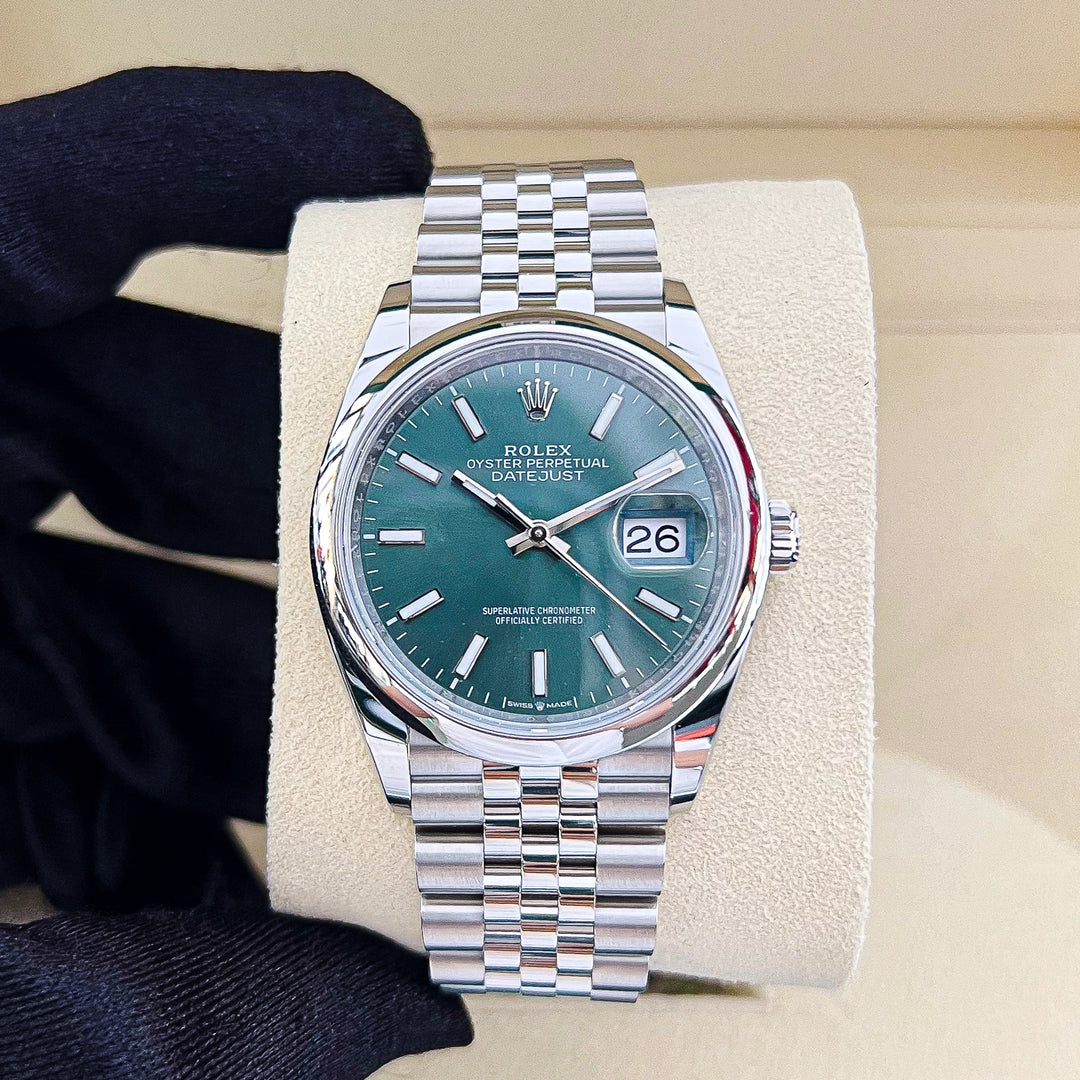 Rolex Datejust36 36mm Steel Mint Green Dial Stick Markers 2024 Ref m126200-0023 (#850)