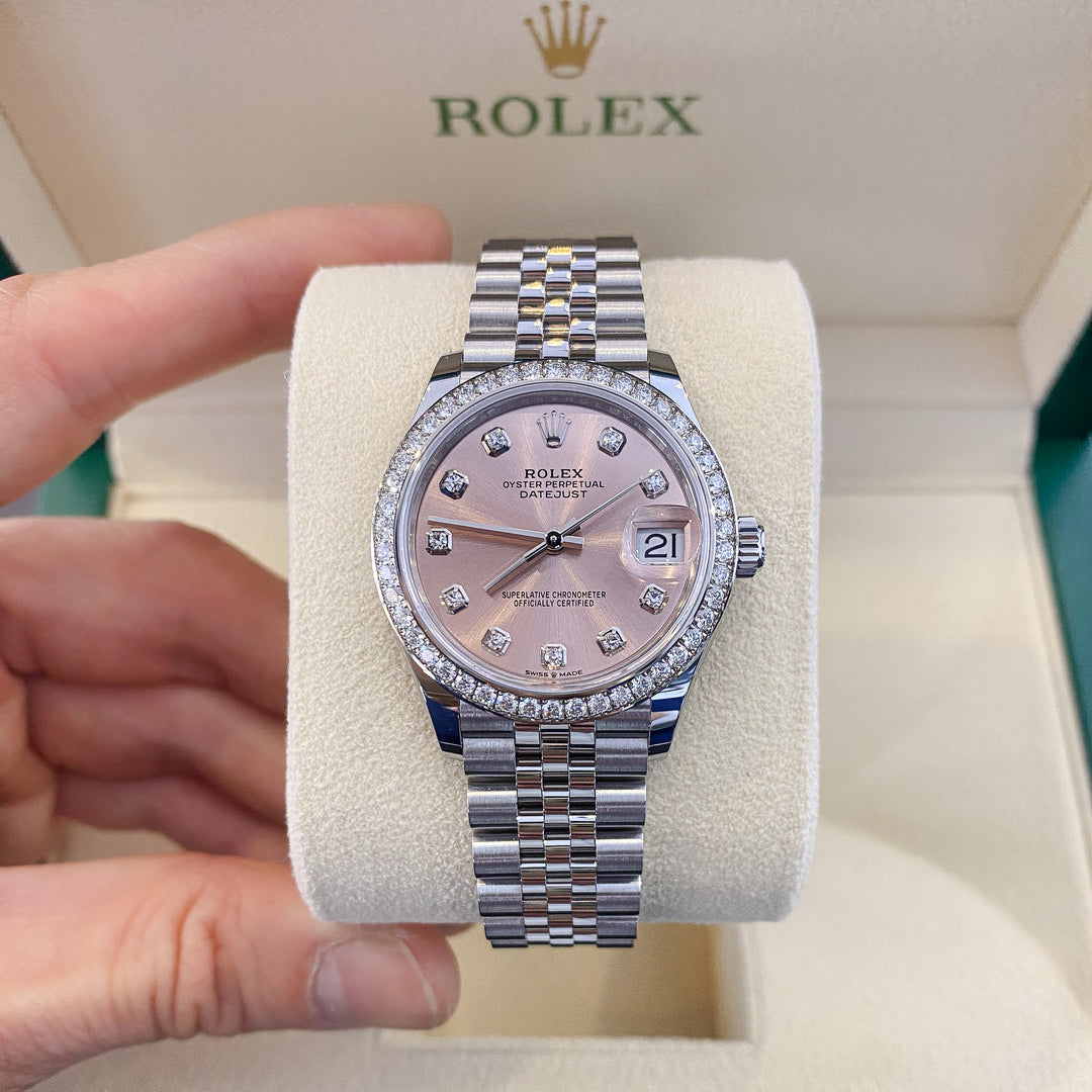 Rolex Datejust31 31mm Steel/WG Pink Dial Diamond Markers 2023 Ref m278384rbr-0036 (#365)