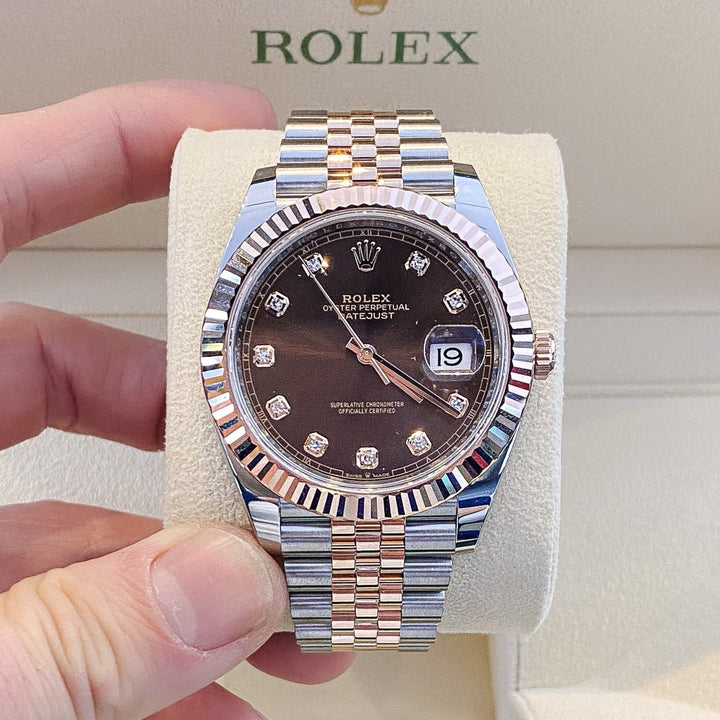 Rolex Datejust41 41mm Steel/RG Chocolate Dial Diamond Markers 2024 Ref m126331-0004 (#696)