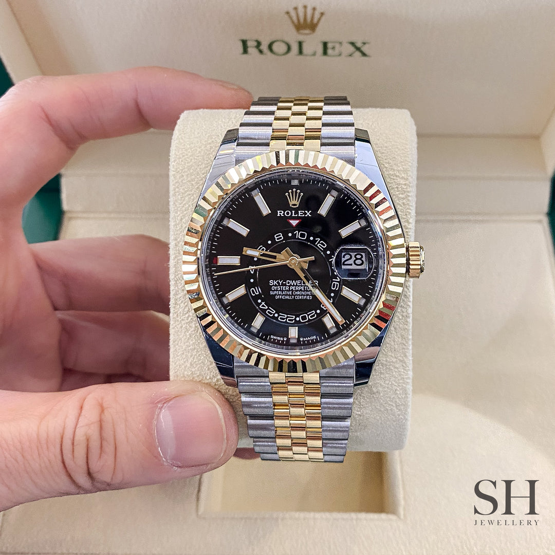 Rolex Sky-Dweller 42mm Steel/YG Black Dial Stick Markers 2023 Ref m336933-0004 (#410)