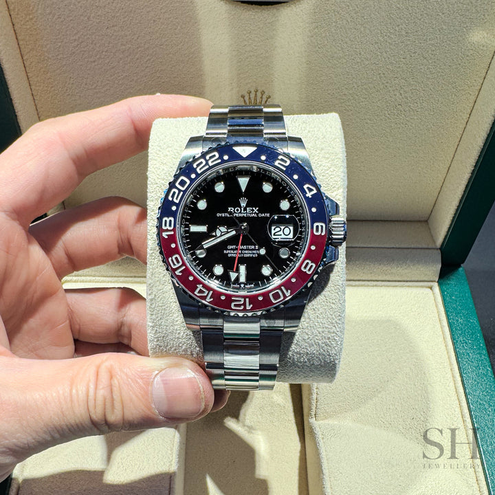 Rolex GMT-Master II 40mm 'Pepsi' Steel Black Dial Button Markers 2022 Ref m126710blro-0002 (#412)