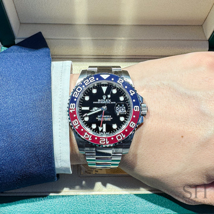 Rolex GMT-Master II 40mm 'Pepsi' Steel Black Dial Button Markers 2022 Ref m126710blro-0002 (#412)