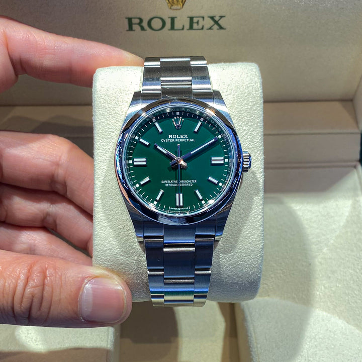 Rolex Oyster Perpetual36 36mm Steel Green Dial Stick Markers 2023 Ref m126000-0005 (#551)