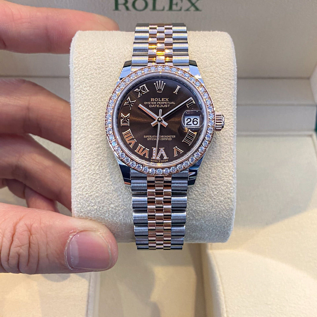 Rolex Datejust31 31mm Steel/RG Chocolate Dial Numeral Markers 2023 Ref m278381rbr-0006 (#523)