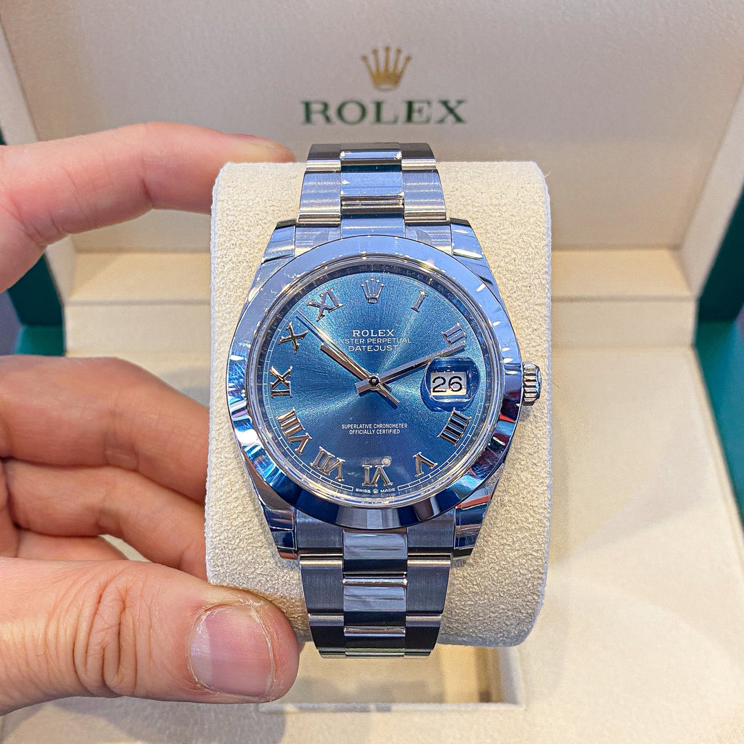 Rolex Datejust41 41mm Steel Azzurro Blue Dial Numeral Markers 2024 Ref m126300-0017 (#621)