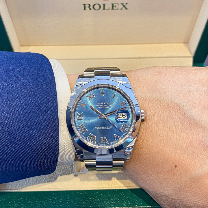 Rolex Datejust41 41mm Steel Azzurro Blue Dial Numeral Markers 2024 Ref m126300-0017 (#632)