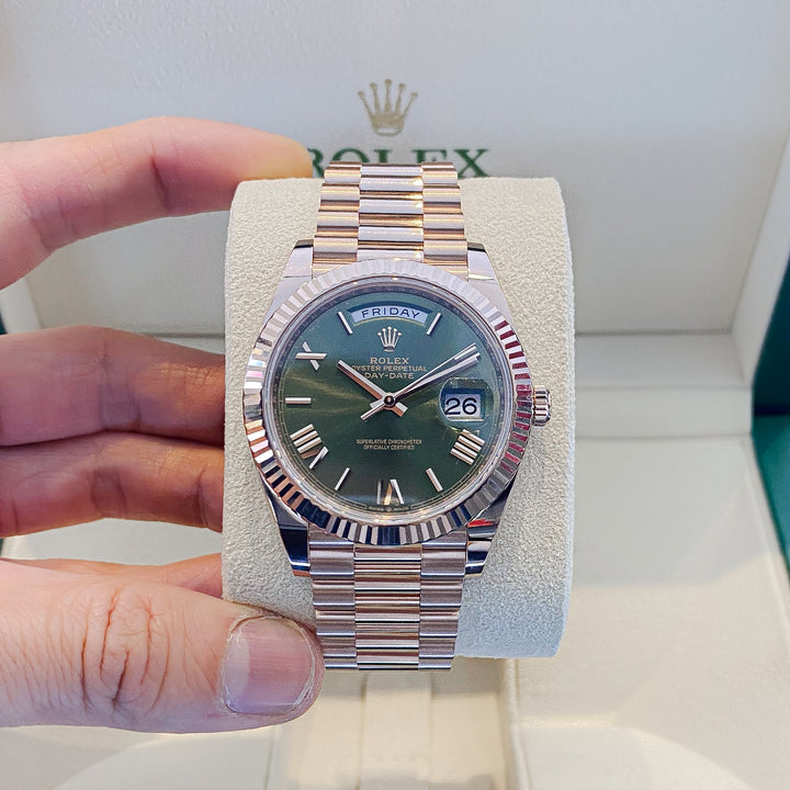 Rolex Day-Date40 40mm RG Olive Green Dial Numeral Markers 2024 Ref m228235-0025 (#609)