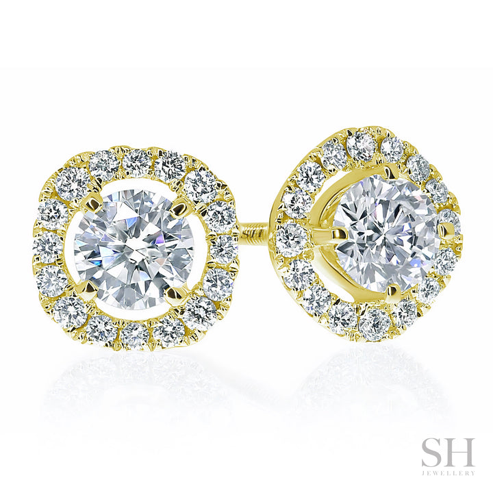 Cushion-shaped halo diamond earrings - W0282