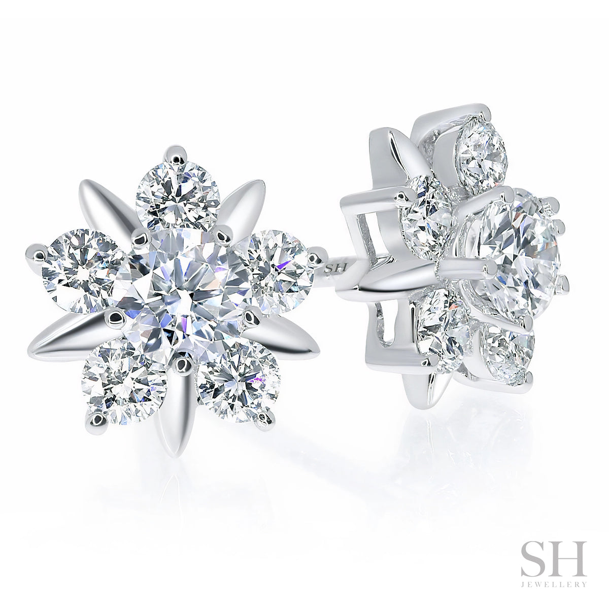 Star Shaped Diamond Earrings with 5-Point Design | SH Jewellery