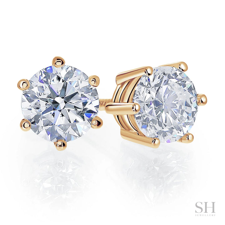 6-Claw Classic Solitaire Diamond Stud Earrings - W0637