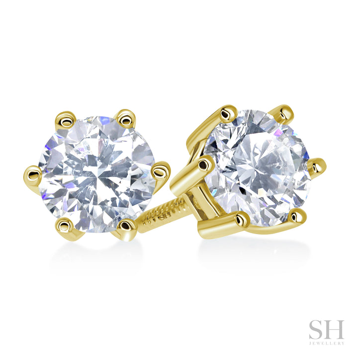 6-Claw V-Shaped Solitaire Stud Diamond Earrings - W0647