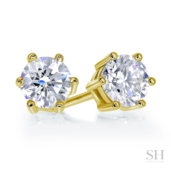 6-Claw V-Shaped Solitaire Stud Diamond Earrings - W0647