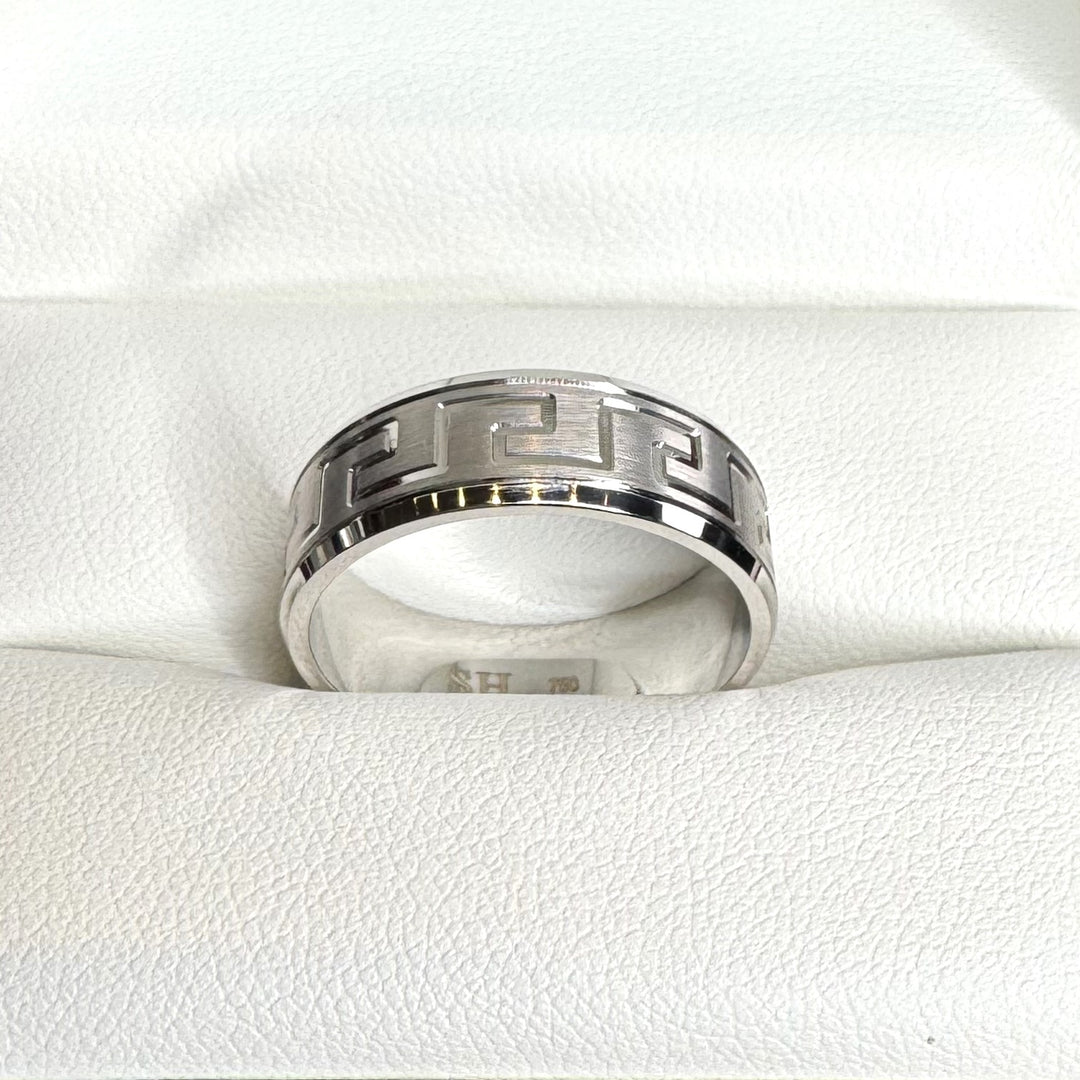 Maze Men's Wedding Ring with Bevelled Edges (7mm) - W1150