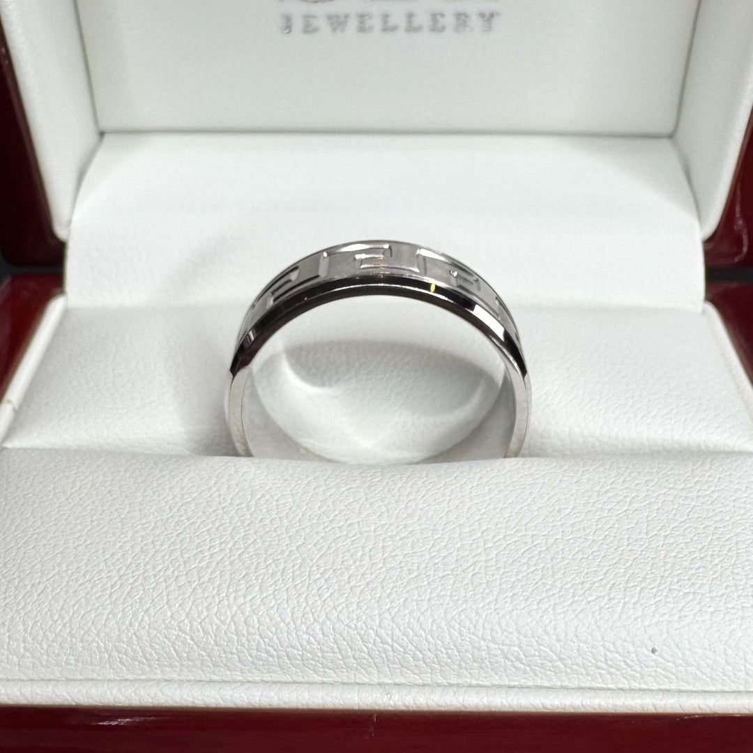 Maze Men's Wedding Ring with Bevelled Edges (7mm) - W1150