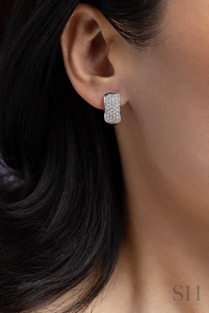 Wide Micro-Pavé Diamond Huggie Earrings (8.2mm) - W1273