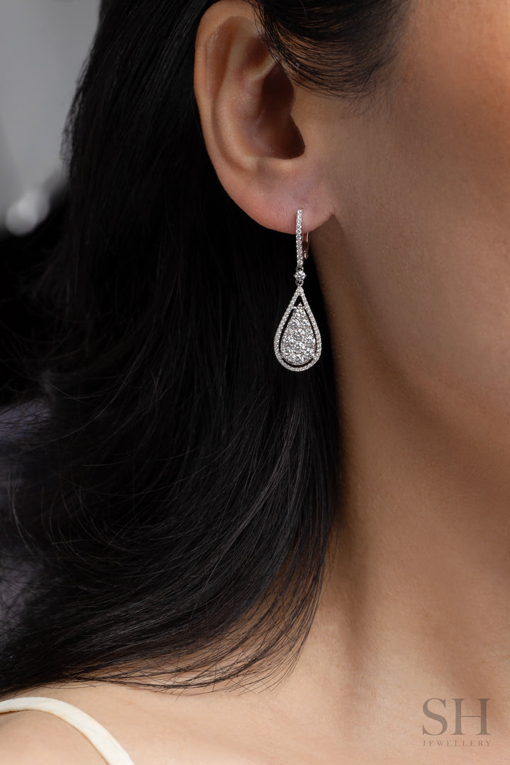 Bright Pear Drops with Slim Pavé Hoops - W1287