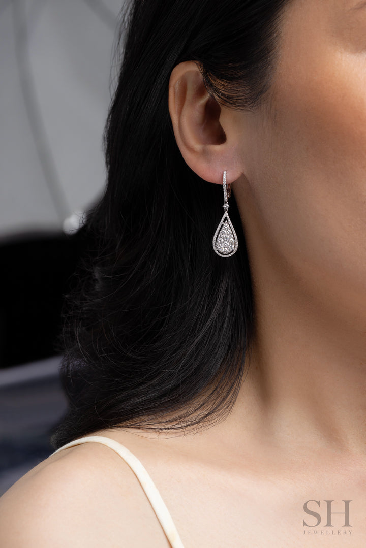 Bright Pear Drops with Slim Pavé Hoops - W1287