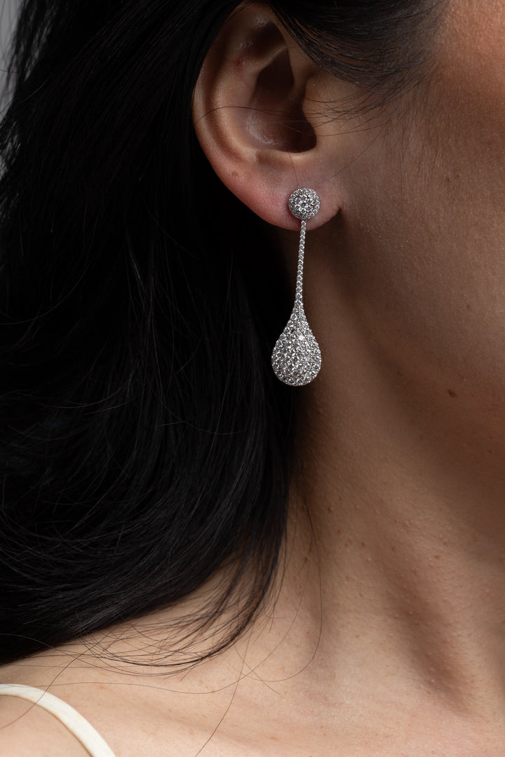 Suspended Pear Drop Diamond Earrings - W1289