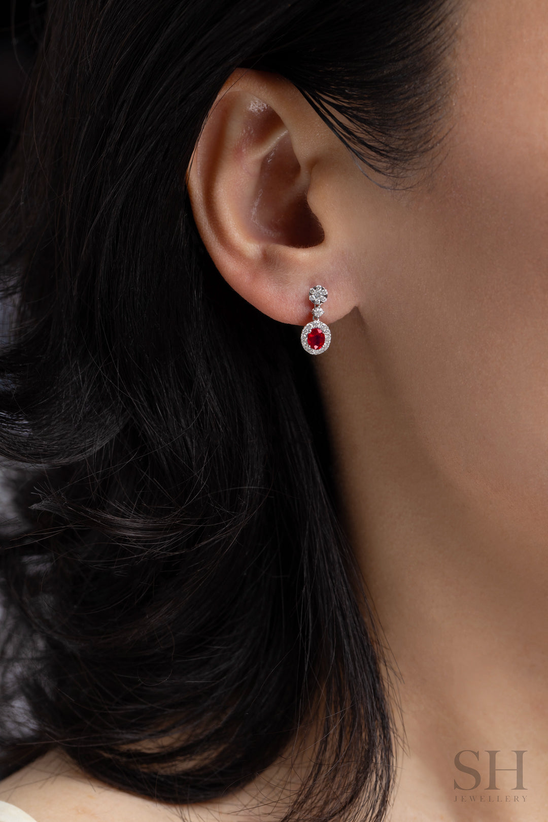 Classic Ruby Oval Drops - W1333